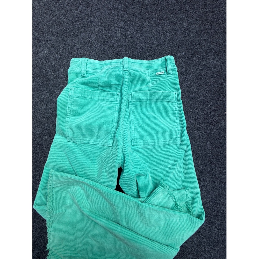 Billabong Pants Womens 26 Green Corduroy High Rise Wide Leg Raw Hem Coastal - Picture 7 of 10